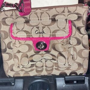Coach Tan and Pink Shoulder Bag